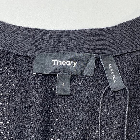 NEW THEORY Women’s Hanelee Cropped Cardigan Shirt – Black – Size S - Picture 4 of 8